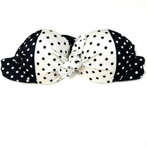 Y2K Victorias Secret 32A Strapless Bandeau Bikini Top White Polkadots GL6 #1360